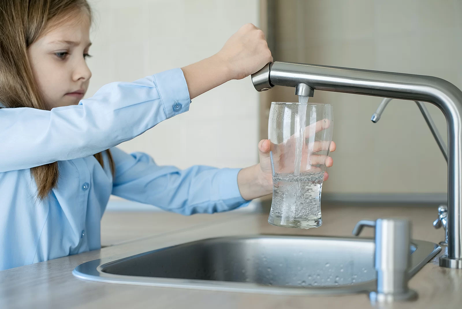 Child Open Tap Water Kitchen